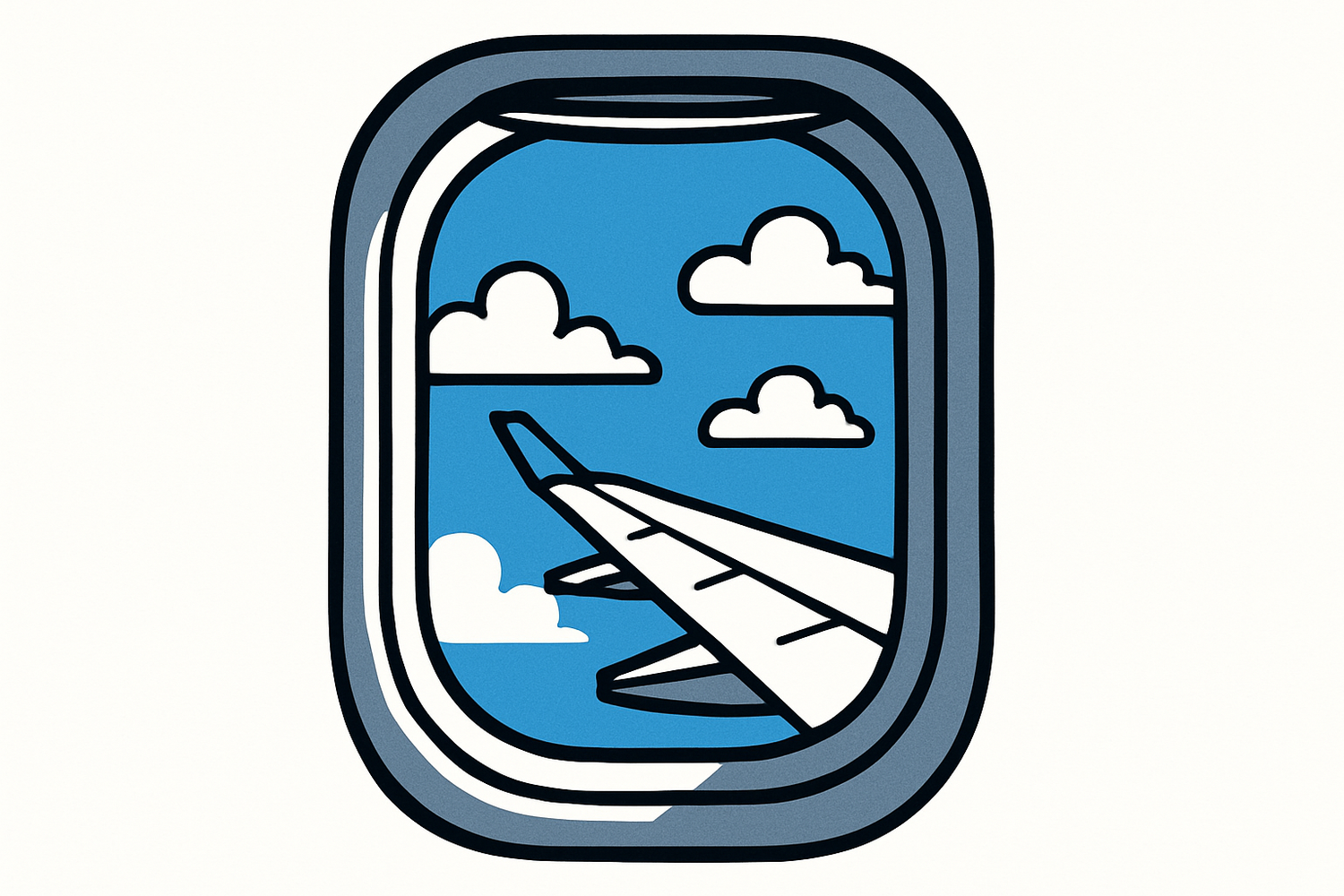 graphic art looking out the window of an airplane on white background