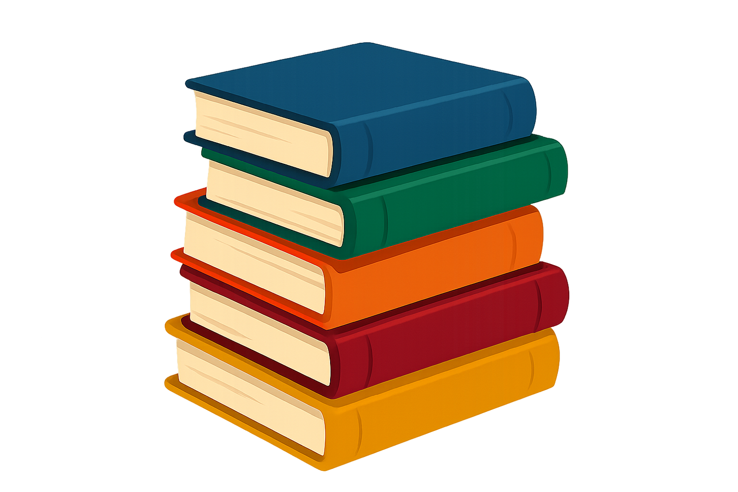 graphic art of a stack of colorful books on a transparent background